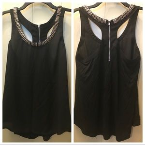 Express Metal Beaded Black Tank Racerback NEW